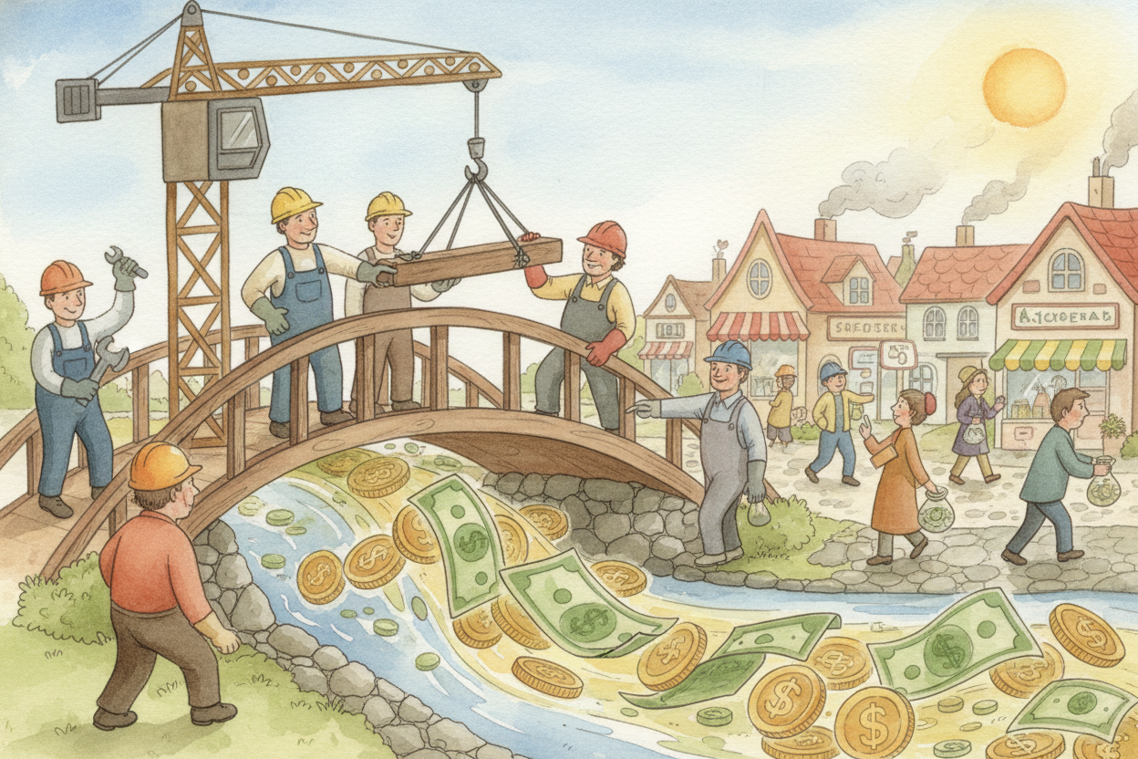 Governments and central banks try to help by making it cheaper to borrow money or by spending on big projects — building