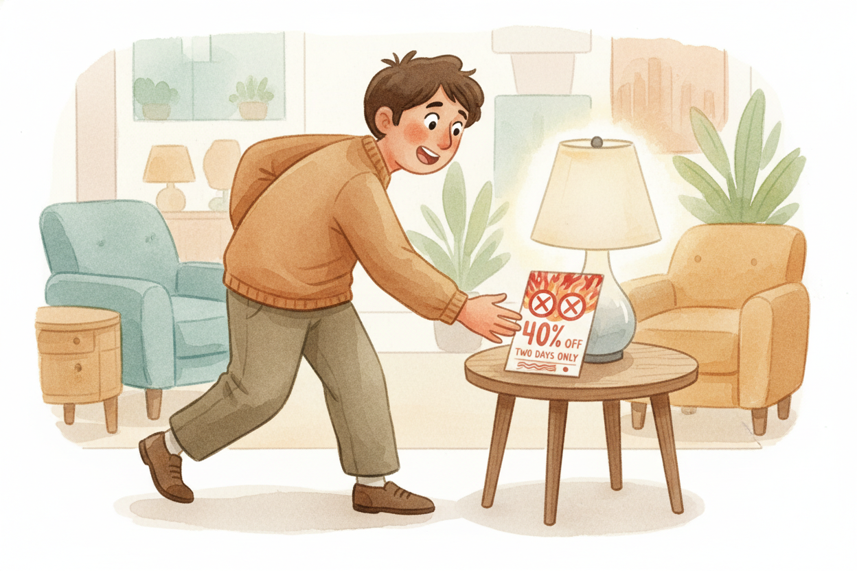 Sales also create urgency. "~~This weekend only!~~" makes your brain sit up and pay attention. You might've walked past 