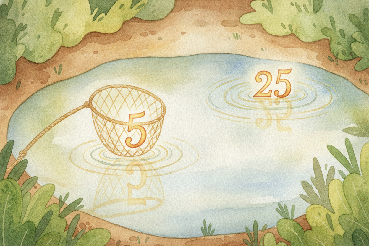 ~~Let's catch a root in the wild.~~ The square root of 25 is the number that, **multiplied by itself**, gives 25. We hun