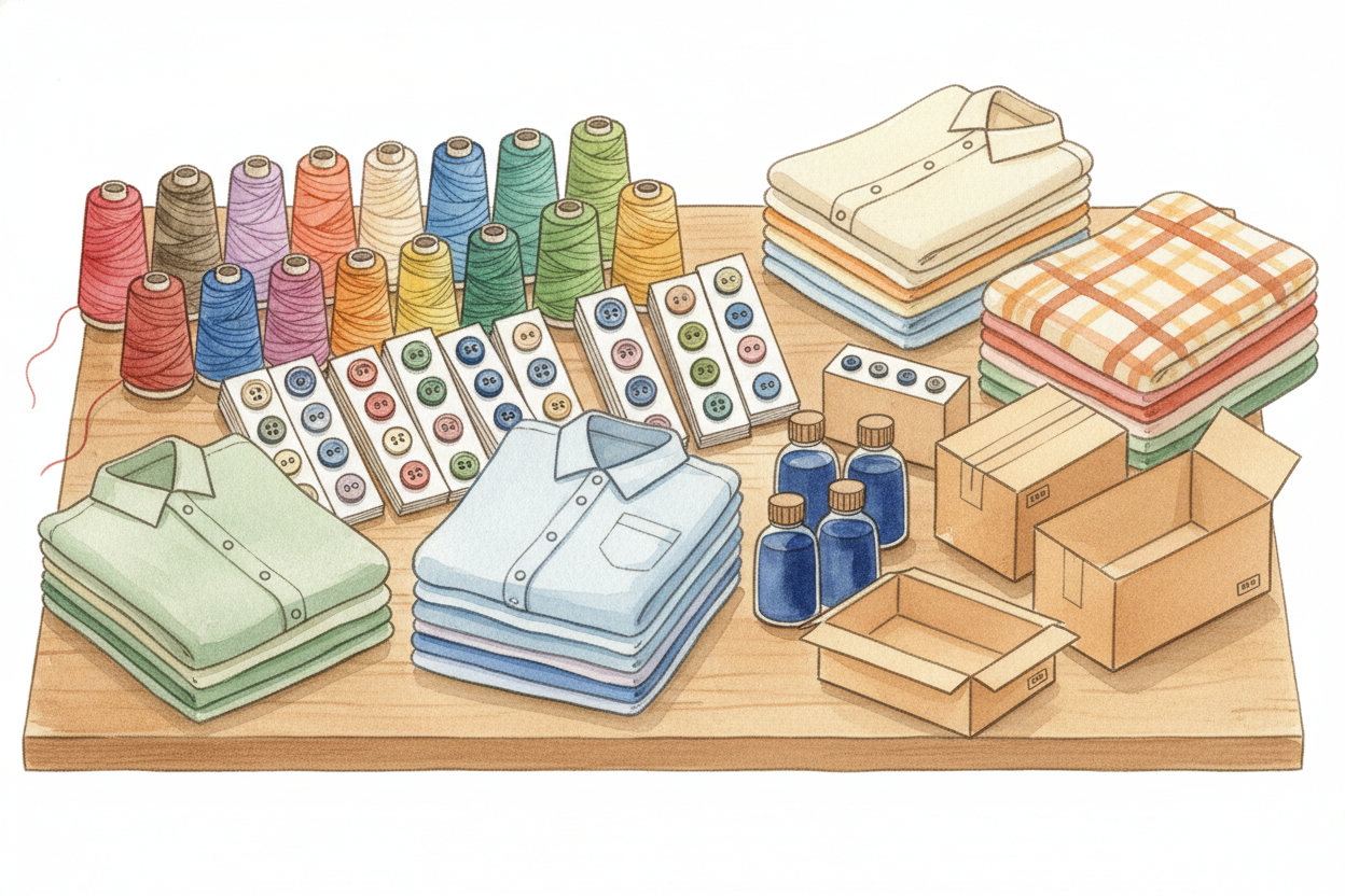 Now add the buttons. ~~Those came from a different factory.~~ The thread is a different color, from a different supplier