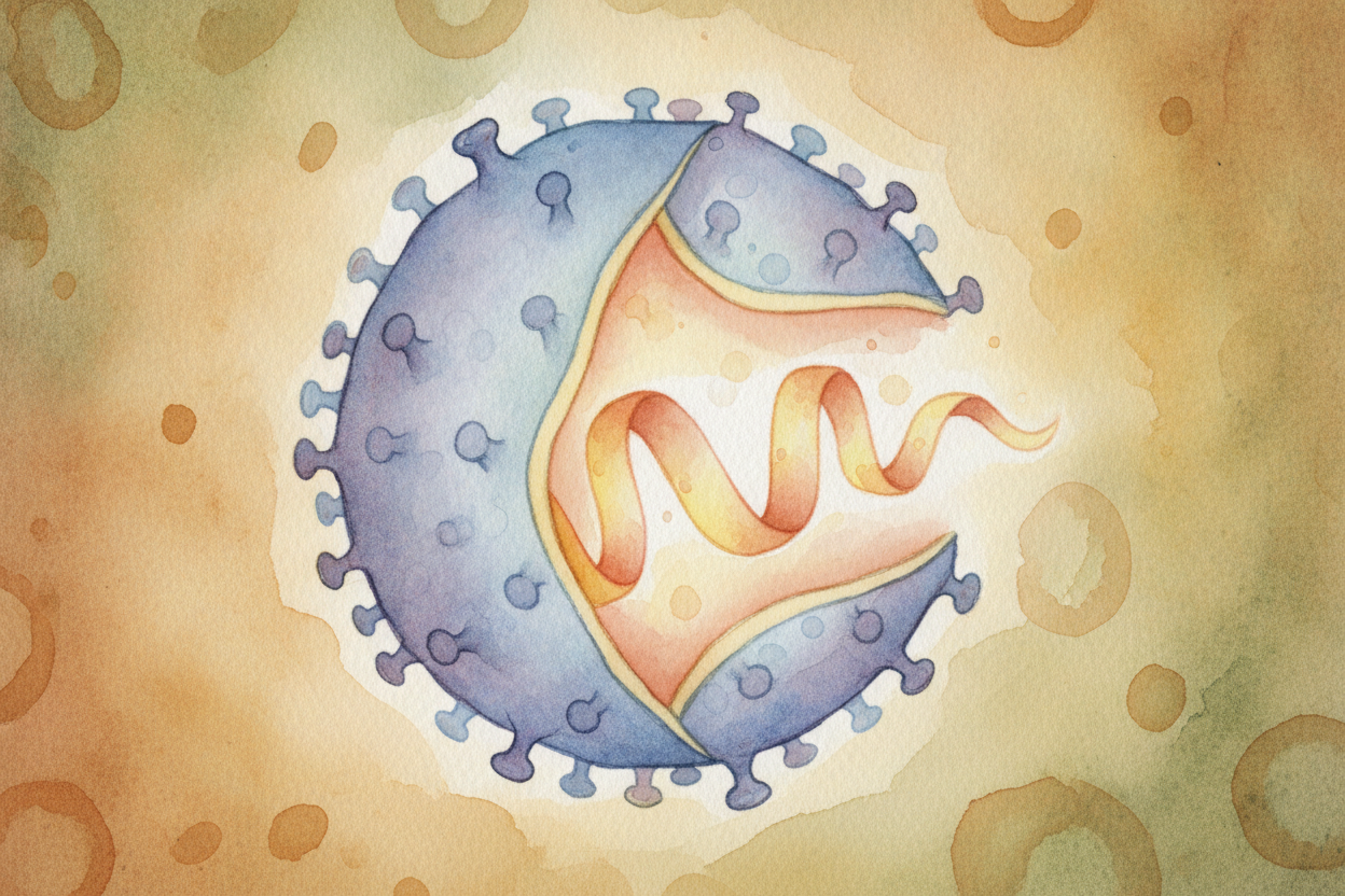 ~~Here's the strange thing.~~ A virus is basically **a tiny instruction manual wrapped in a protective coat**. Inside is