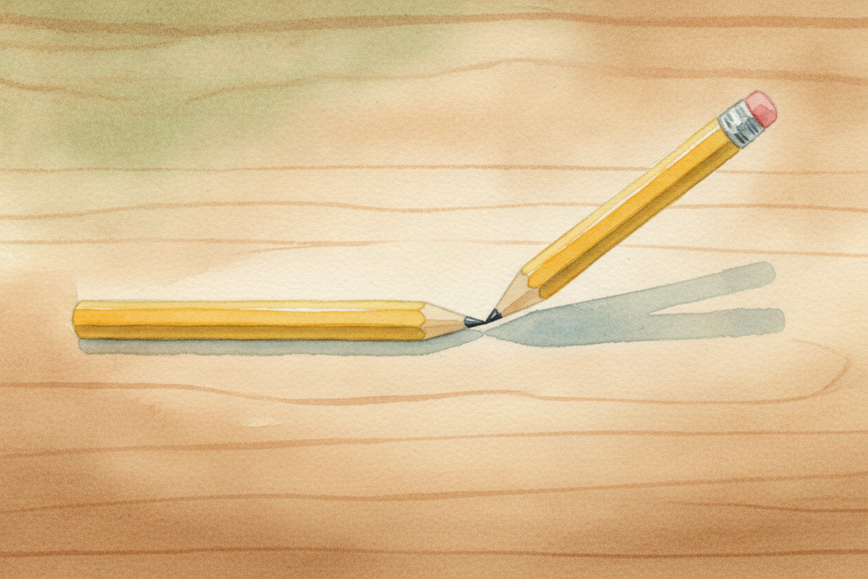 ~~Here's the key idea:~~ **an angle measures turning, not distance**. Imagine two pencils joined at their ends, _like th
