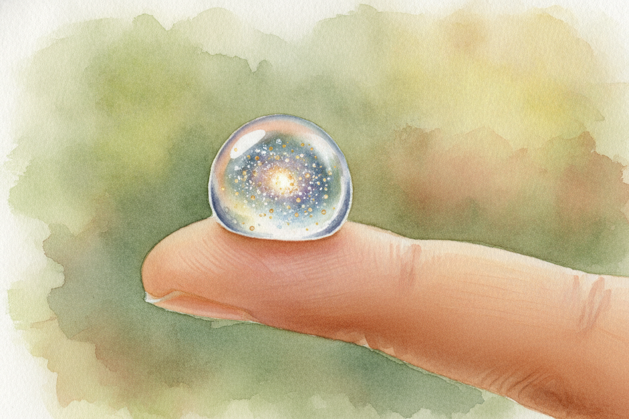 And because they're so small, atoms come in **mind-bending numbers**. A single drop of water holds ~~more atoms than the