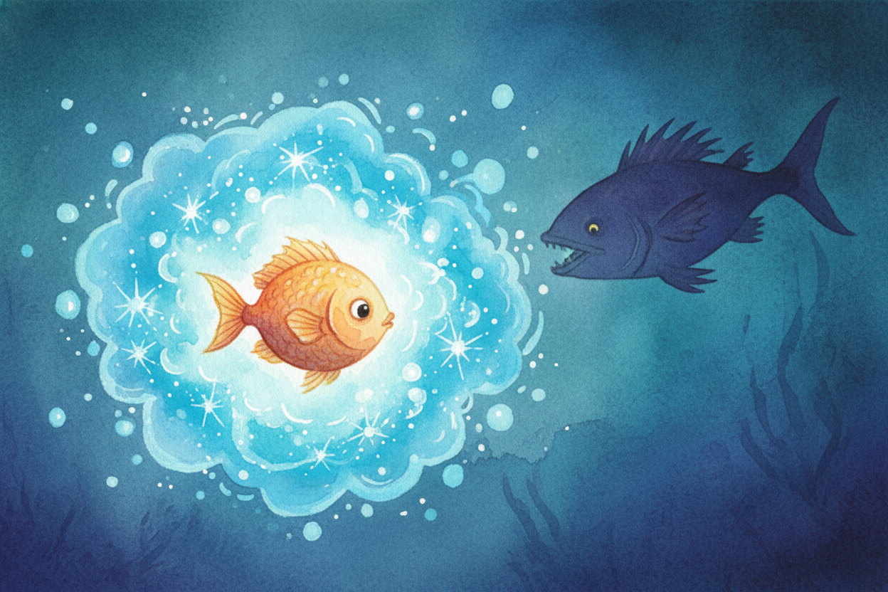 But why do they do it? Scientists think it's a ~~burglar alarm~~. When a small fish tries to eat the dinoflagellates, th