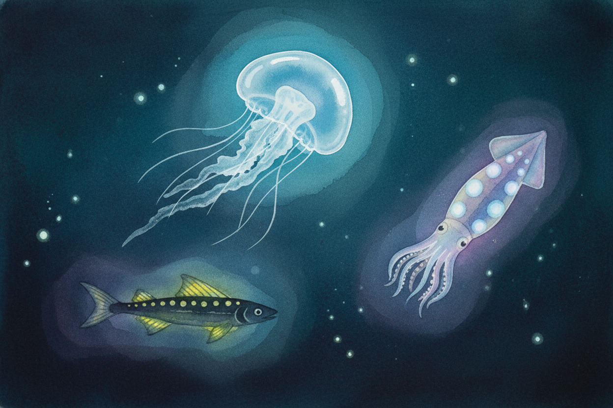 And it's not just dinoflagellates. Jellyfish, squid, deep-sea fish, even some bacteria and fungi glow using similar chem