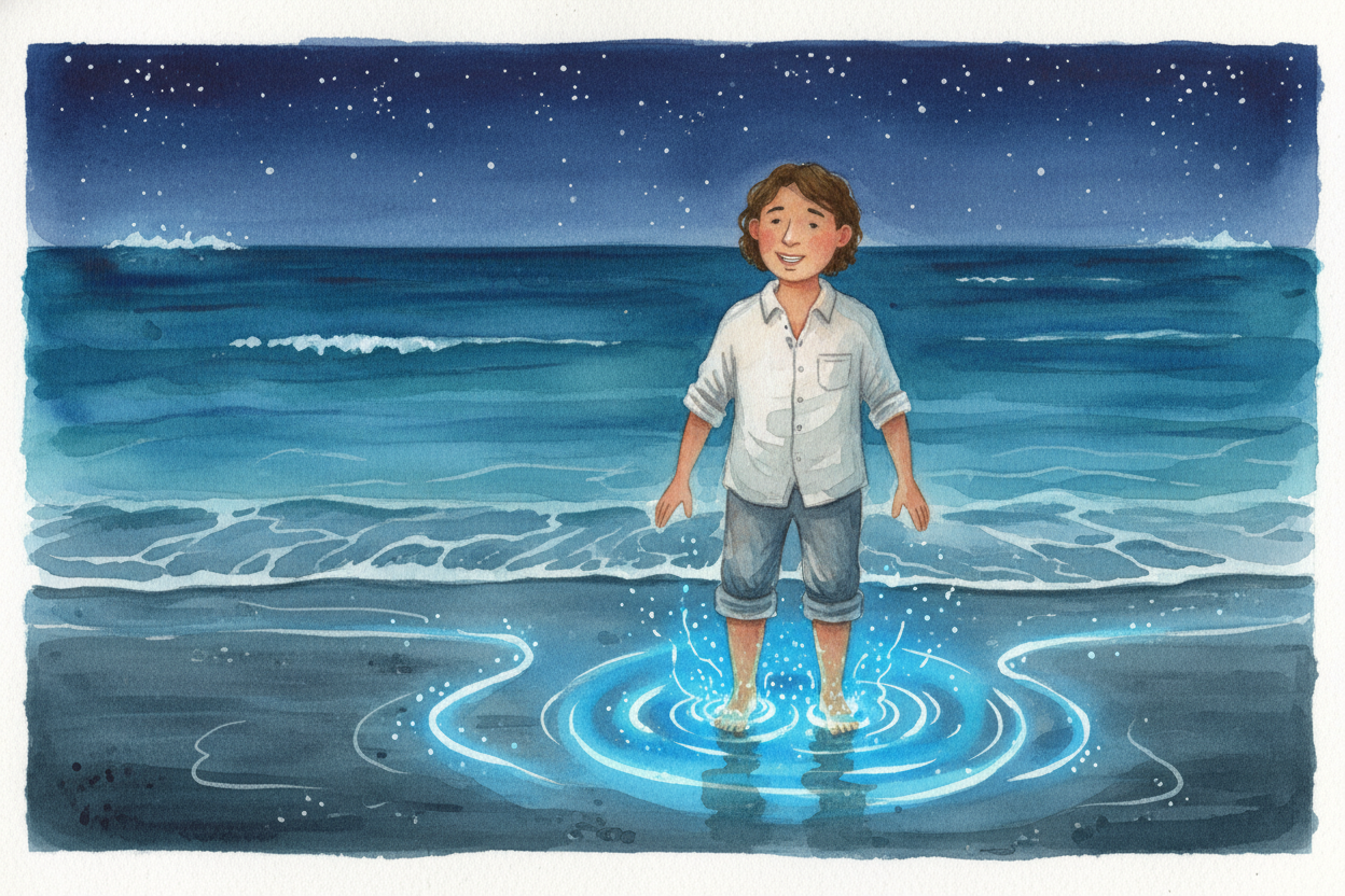 So the next time you're at the beach on a dark night and ~~the water starts glowing~~ around your feet, you'll know: you