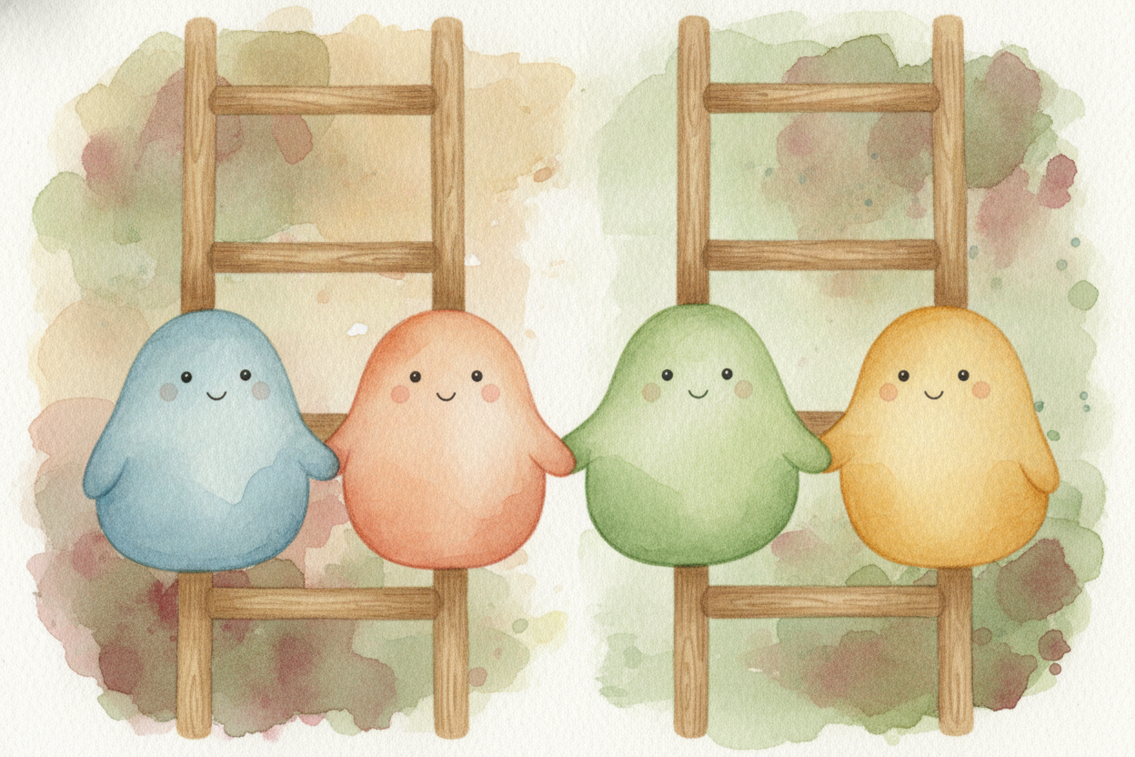 네 가지 염기는 한 글자씩 이름이 있어요. ++A, T, G, C예요.++ 이들은 짝을 아주 까다롭게 고릅니다. ++A는 언제나 T하고만++ 손을 잡아요. ++G는 언제나 C하고만++ 손을 잡고요. ~~절대로 뒤섞이