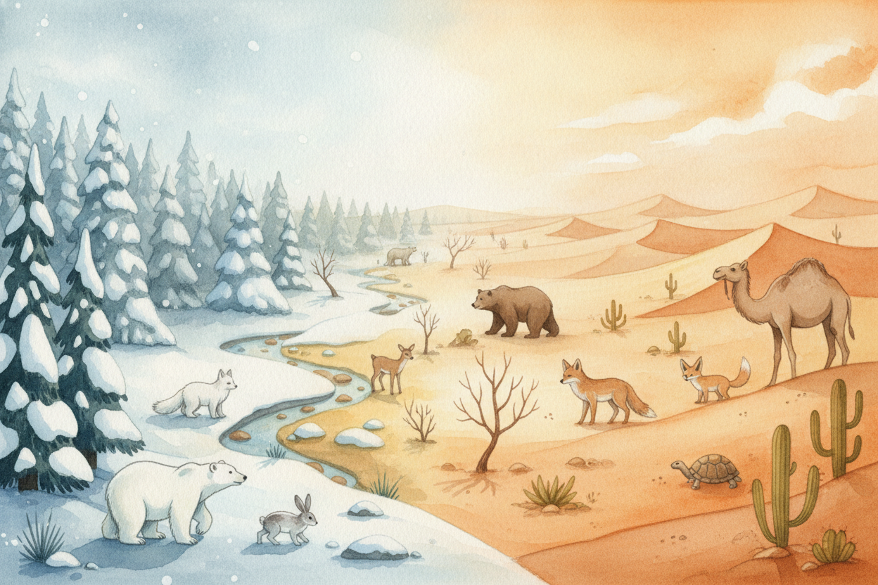 ~~And the "whatever works" part keeps moving.~~ If the weather turns cold, thick fur wins. If a forest becomes a desert,