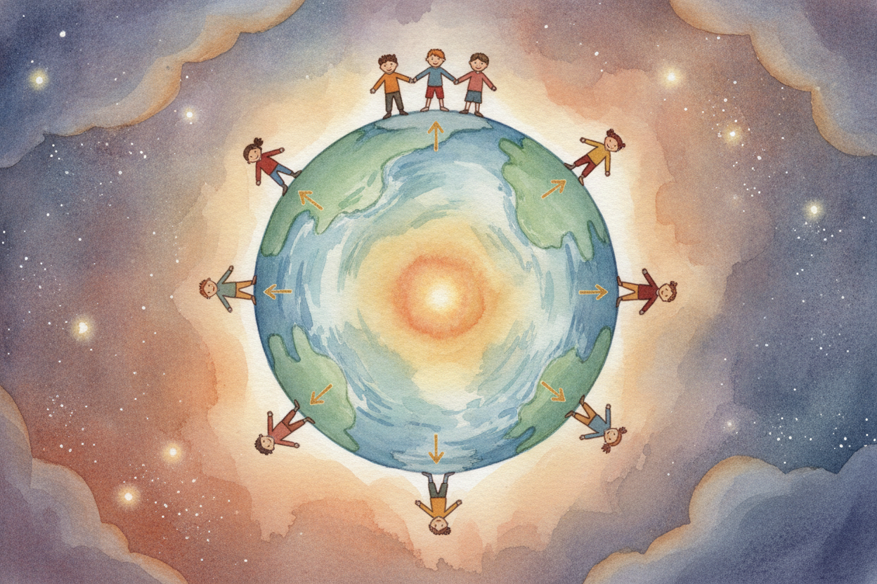 That's why ~~"down" always wins~~. Down isn't really a direction in space — it just means "toward the middle of the Eart