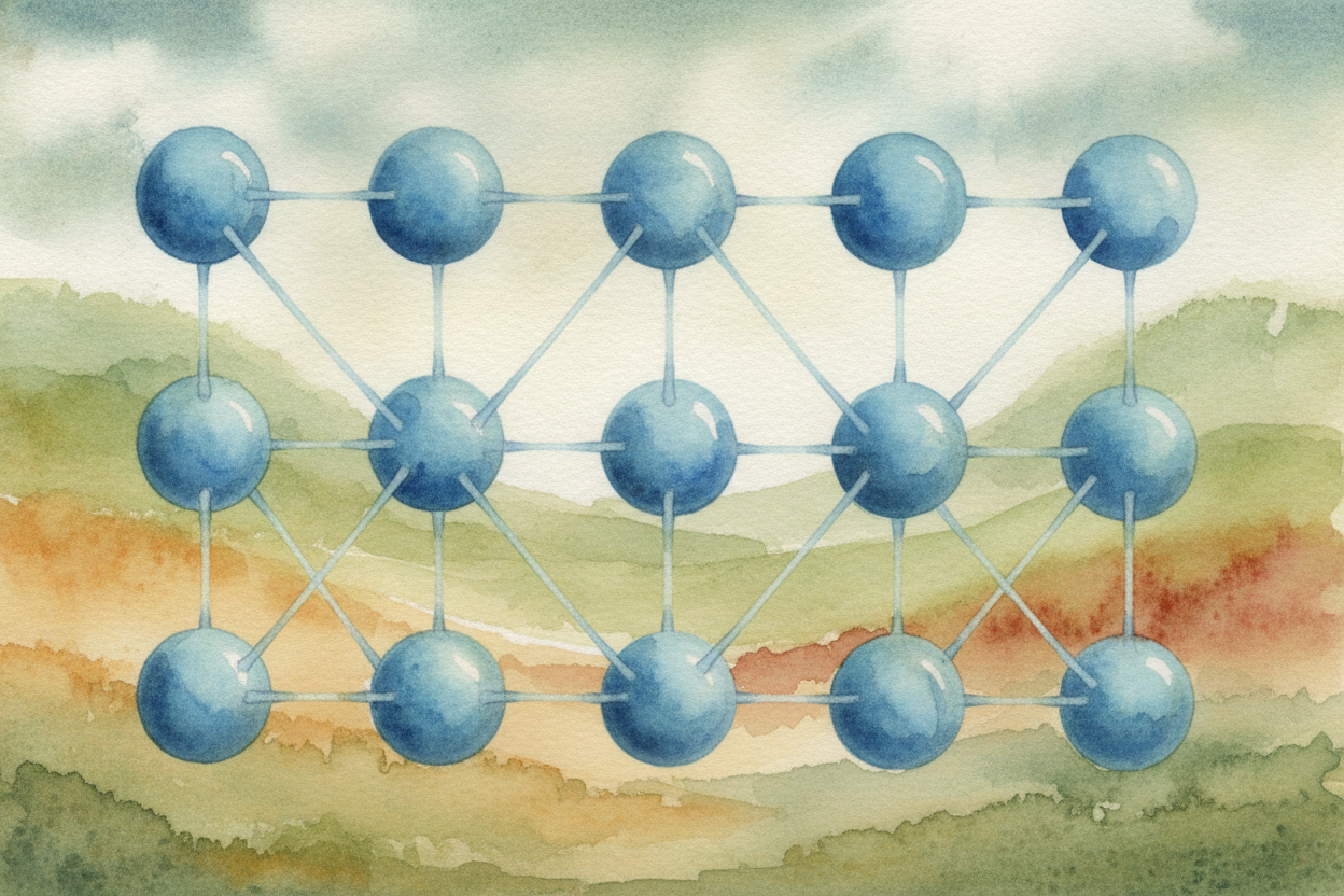 Holding the particles in their spots is a kind of **invisible stickiness** — _a gentle pull between each particle and it