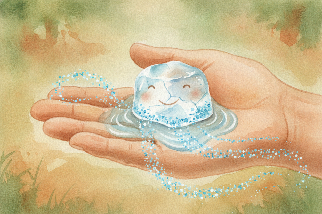 ~~So next time~~ an ice cube melts in your hand, you'll know the truth. **It isn't vanishing**. It's a _tiny crowd that 