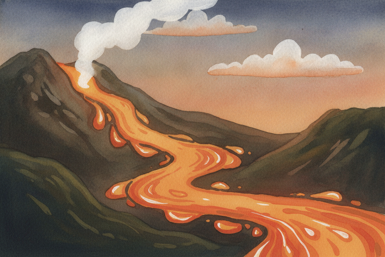 ~~When a volcano sneezes~~ out a river of glowing orange goo, that goo has a name: ++lava++. But here's the thing — lava