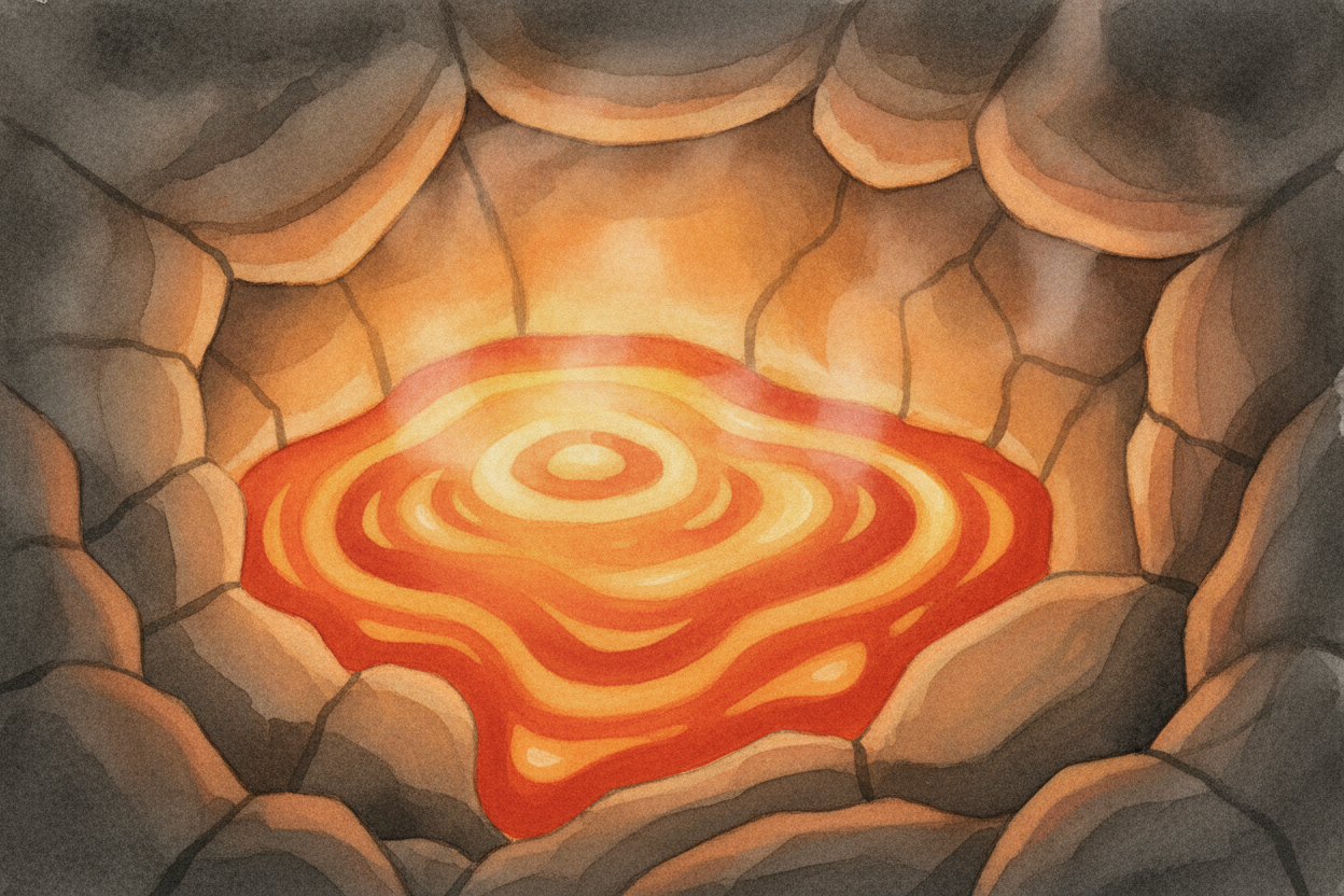 That soft middle layer is called the ++mantle++, and it's made of rock — but rock under enormous pressure and tremendous