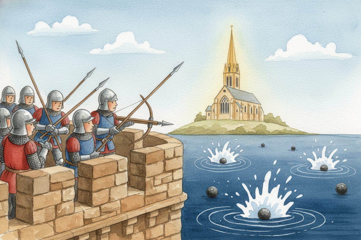 During the ++Hundred Years' War++, when England and France were fighting, ++Mont-Saint-Michel++ became a fortress. Its w