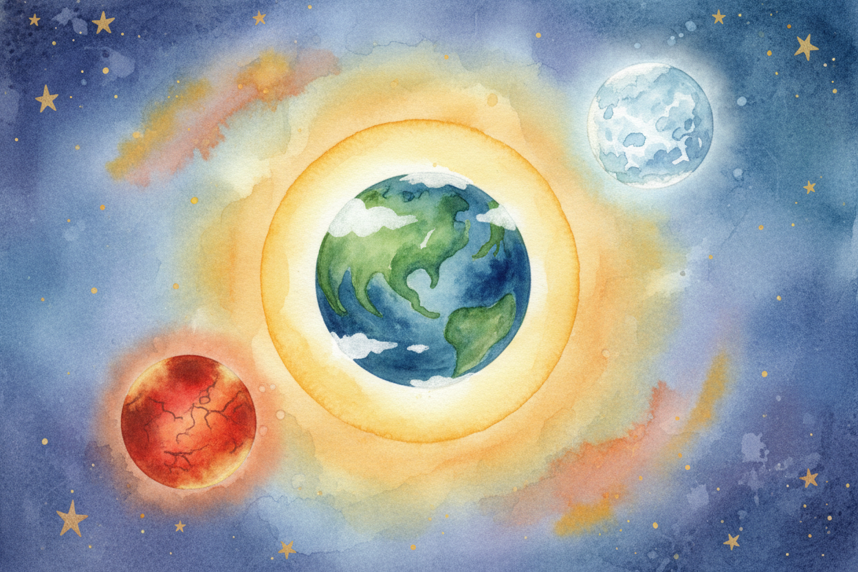 ~~Here's the part that makes Earth special:~~ it sits in **just the right spot**. _Not too close to the Sun, where it'd 
