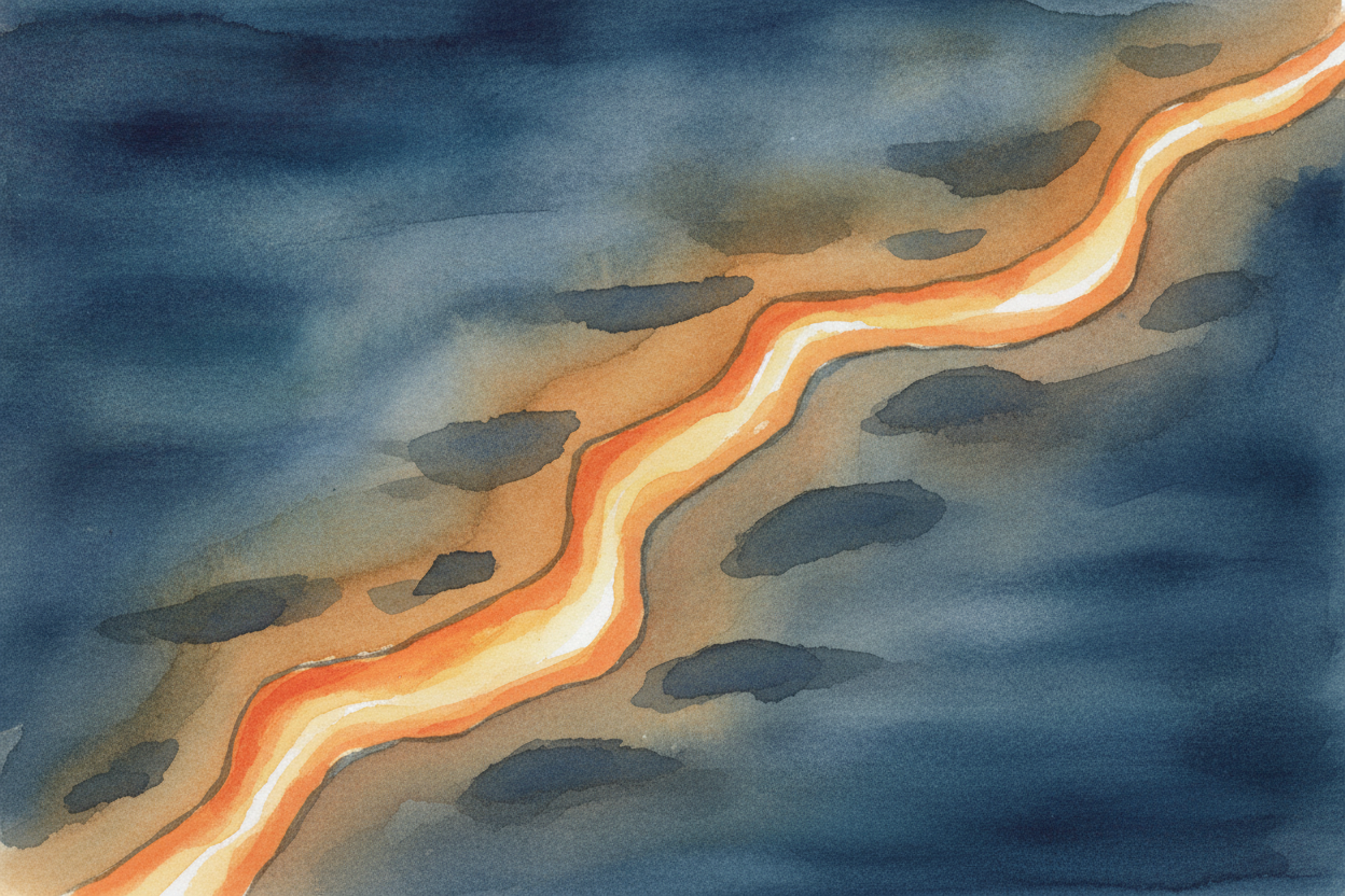 When two plates pull apart, ~~hot rock wells up~~ into the gap and hardens into **brand-new ground**. This mostly happen