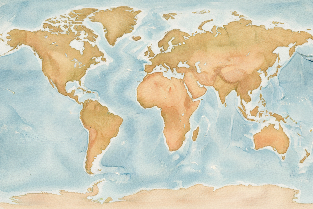 All this drifting has been going on for **billions of years**. Long ago the continents were squished together into one g