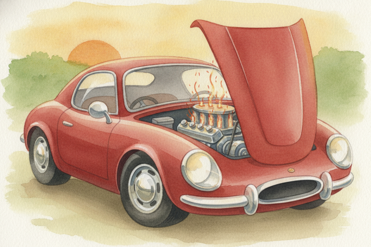 The sports car's engine is a whole other beast. It burns far more fuel every second, and it burns it ~~FAST~~. All that 