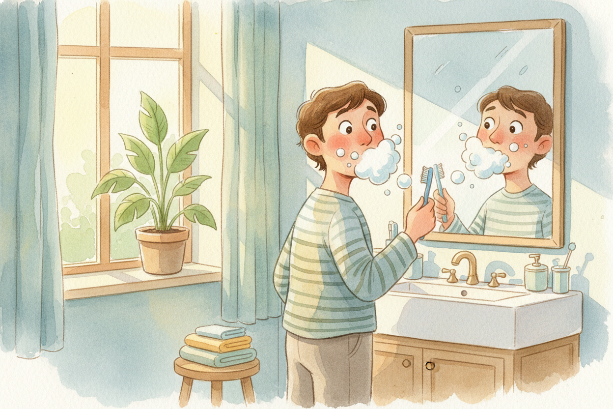 You do it ++twice a day++, every day. ~~But what's actually happening~~ in there when you brush your teeth? It's not jus