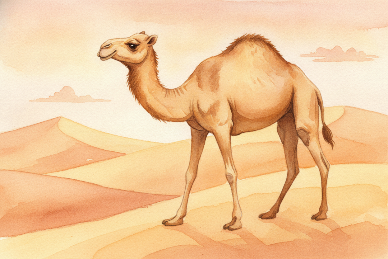 ~~Picture a camel~~ strolling across the desert, that famous lump rising from its back **like a sand dune that decided t