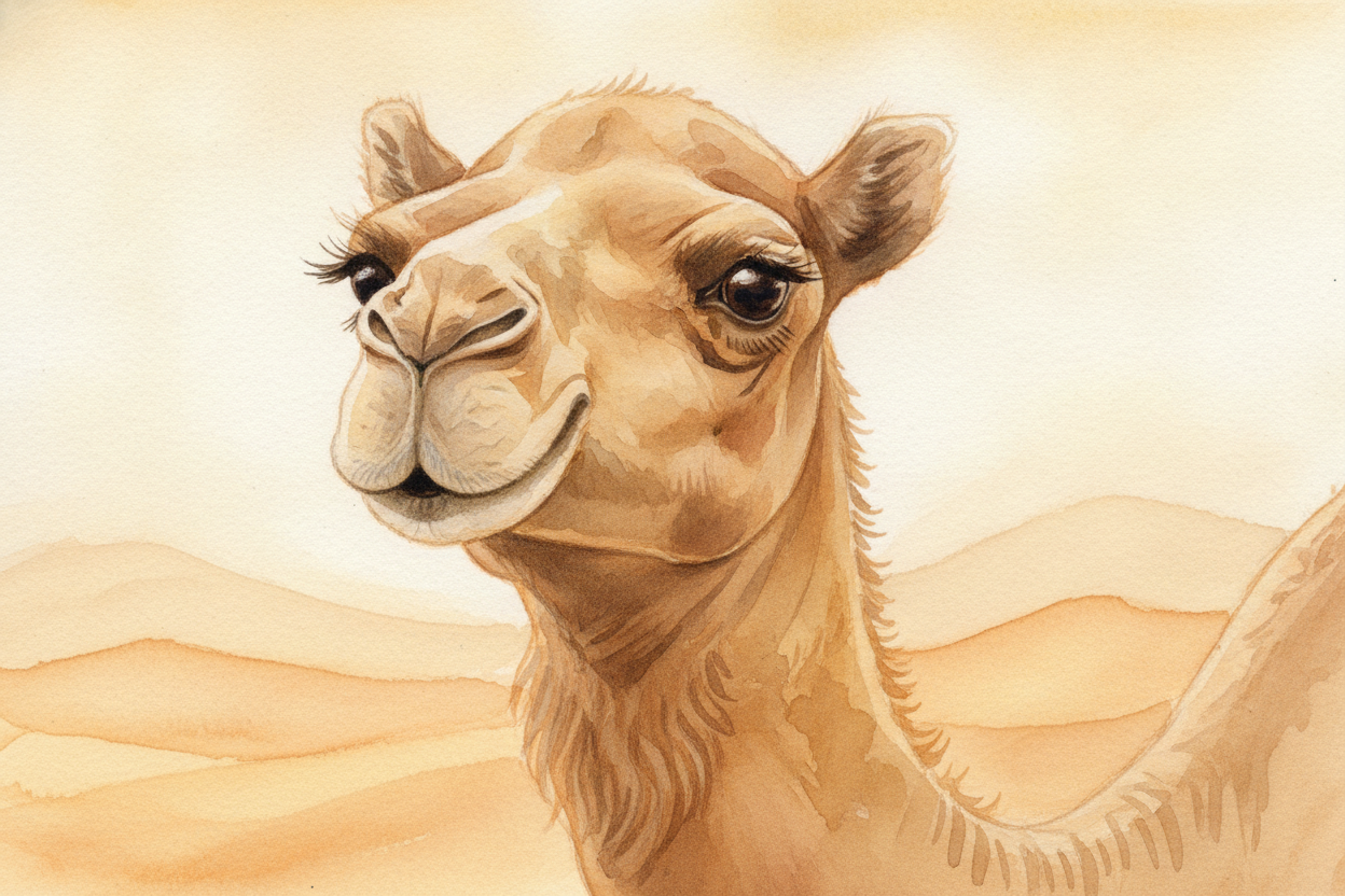 And the camel is a **champion water-saver**. Its body lets its *temperature drift up* in the heat instead of sweating it