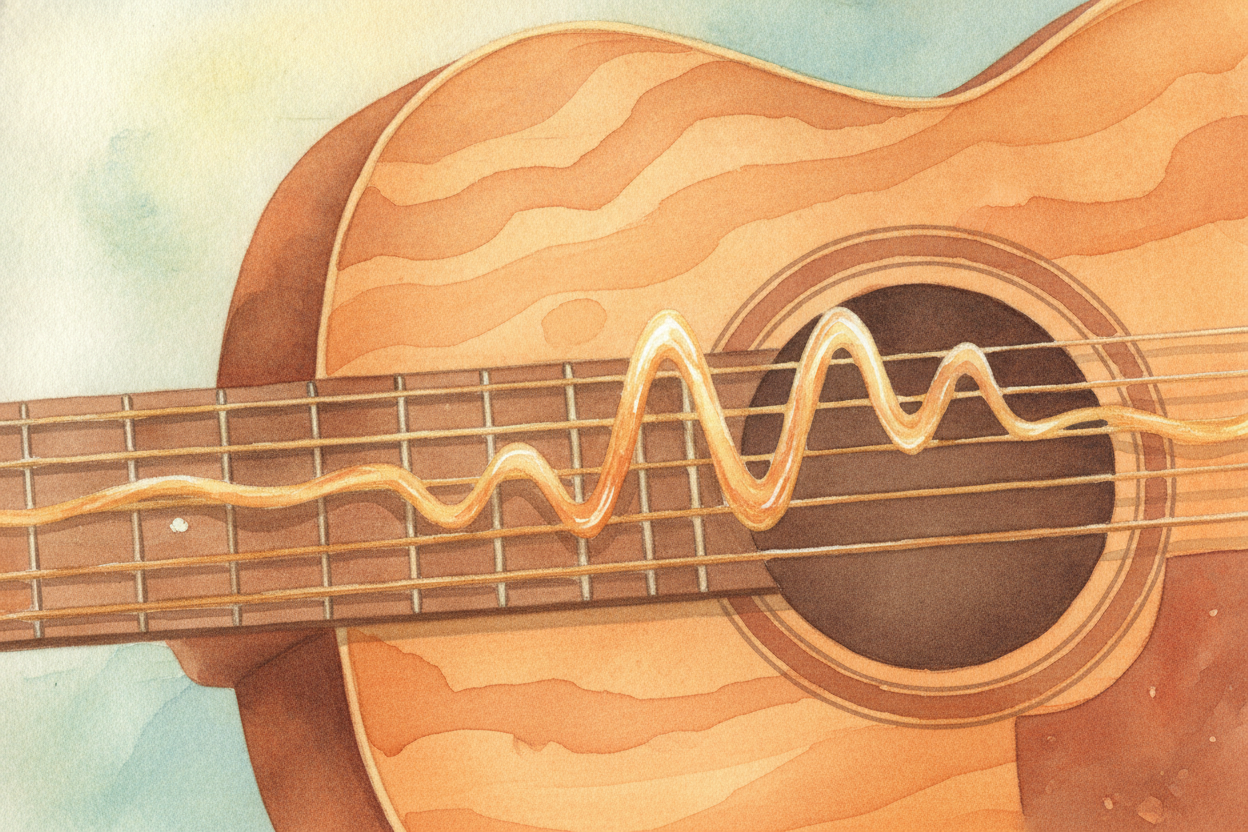 Sound always starts with something moving back and forth very fast. A guitar string twanging. Your vocal cords buzzing. 