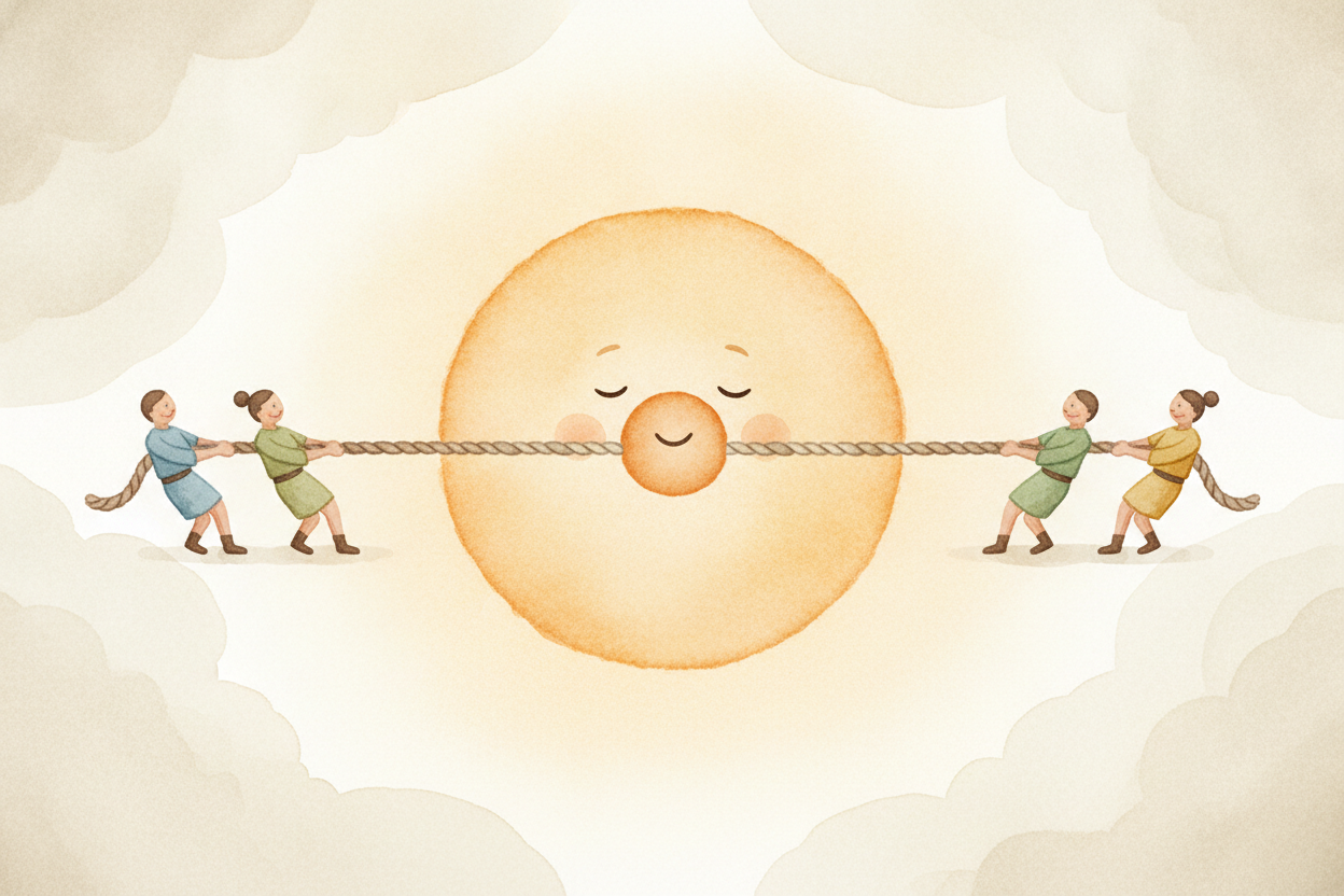 그 답은 우리 주변의 모든 것 안에 숨어 있어요. 모든 물체는 ++원자++라고 부르는 아주 작은 조각들로 이루어져 있고, 원자마다 두 가지 전하, 즉 ++양전하와 음전하++를 가지고 있어요. 대부분의 시간에는 양쪽 