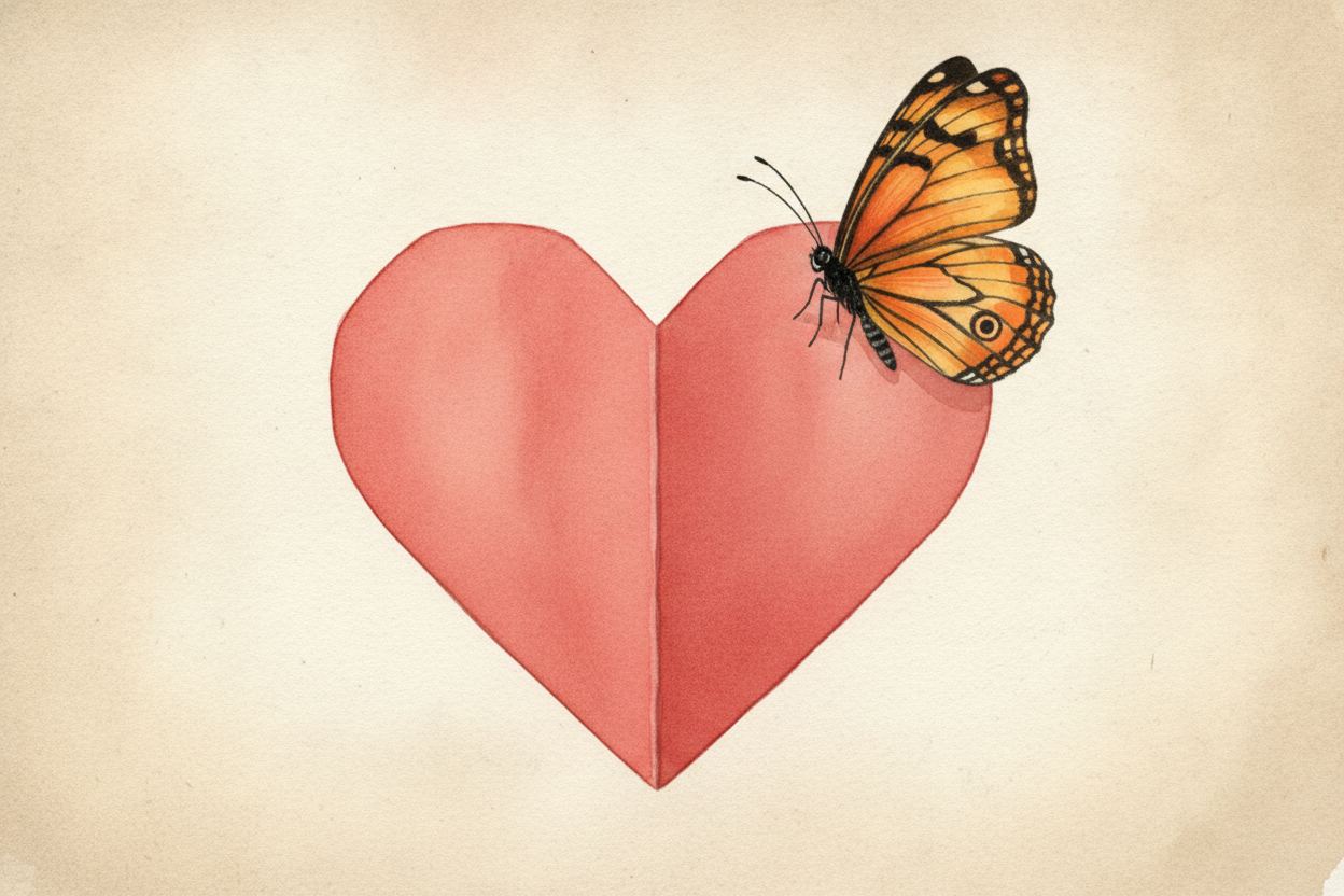 Symmetry just means "**the same on both sides**." Fold a heart-shaped card down the middle and the halves line up. Fold 