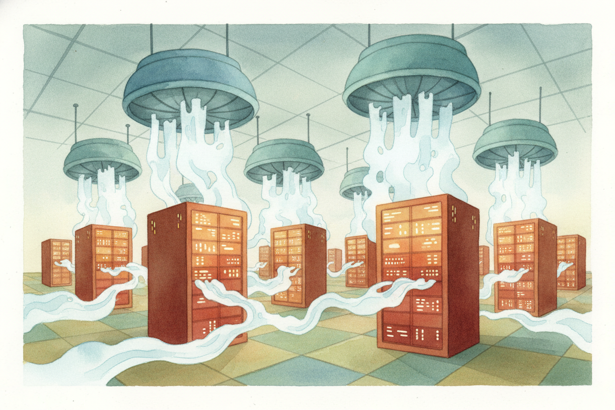 All this happens in **giant refrigerated rooms**, because ~~computers working this hard get hot~~. Massive air condition