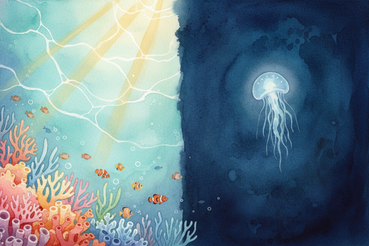 Oceans also have different wildlife and conditions than seas. Oceans are deep — the ++Pacific++'s average depth is **ove