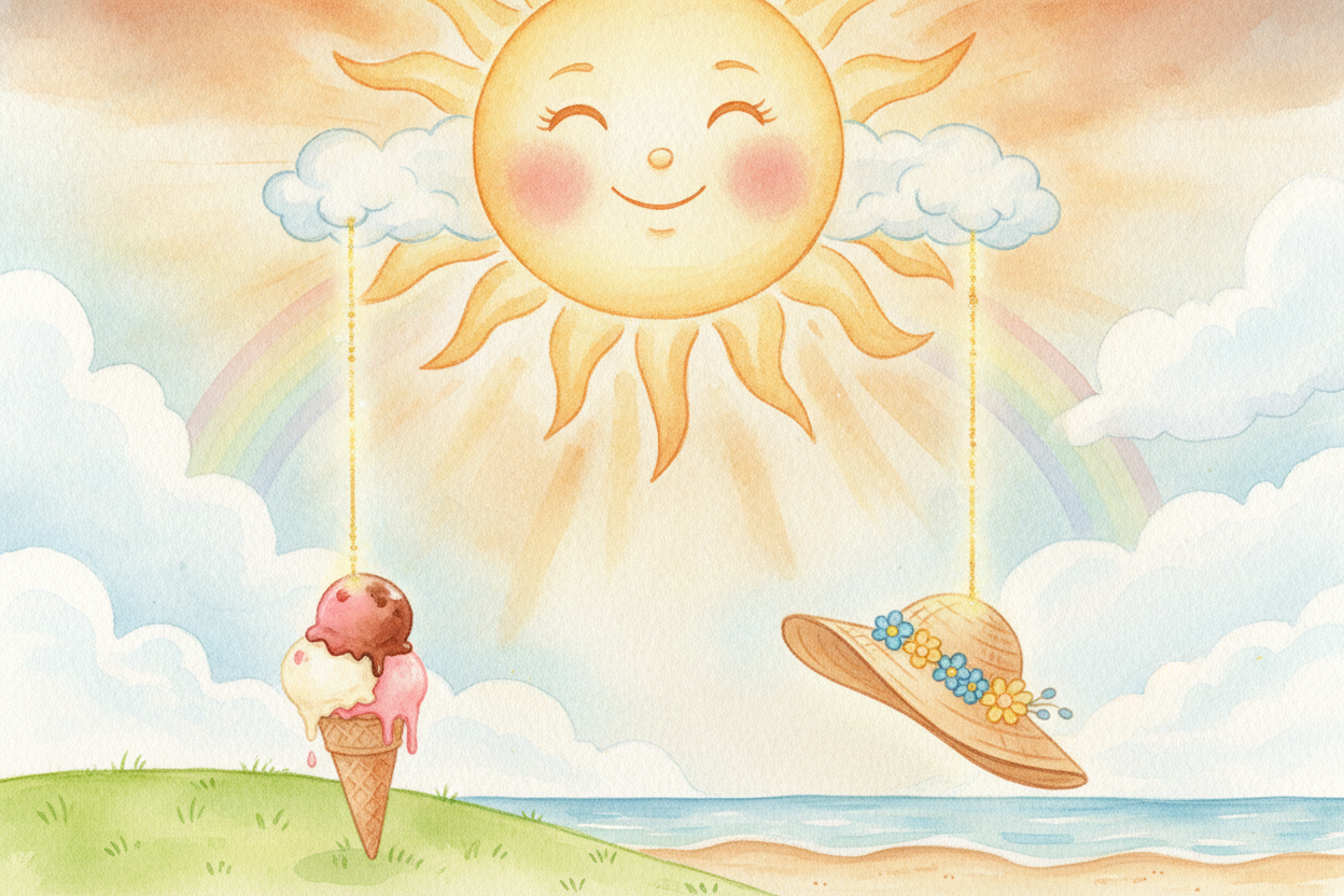 **That sneaky string-puller** is the sun. ~~Hot, sunny weather~~ makes people buy ice cream AND it makes people get sunb