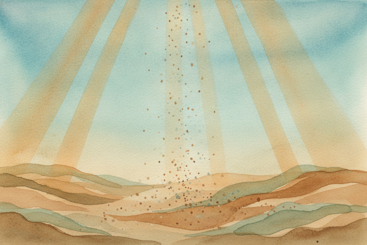 ~~Story number two~~ is much gentler — it's a story about _settling down_. Wind and water are forever breaking big rocks