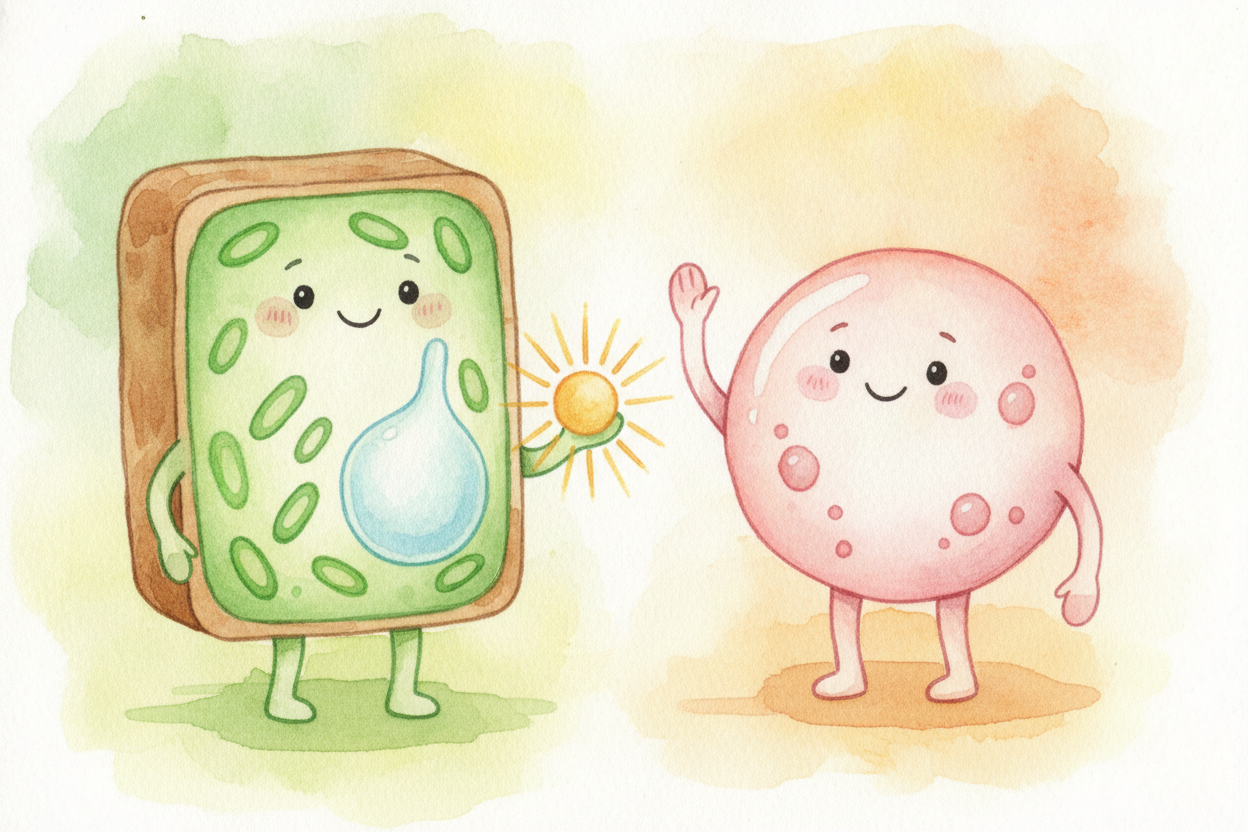 ~~So here's the whole family secret.~~ Plant cells are the **home-cooking, armor-wearing, water-balloon-hugging cousins*