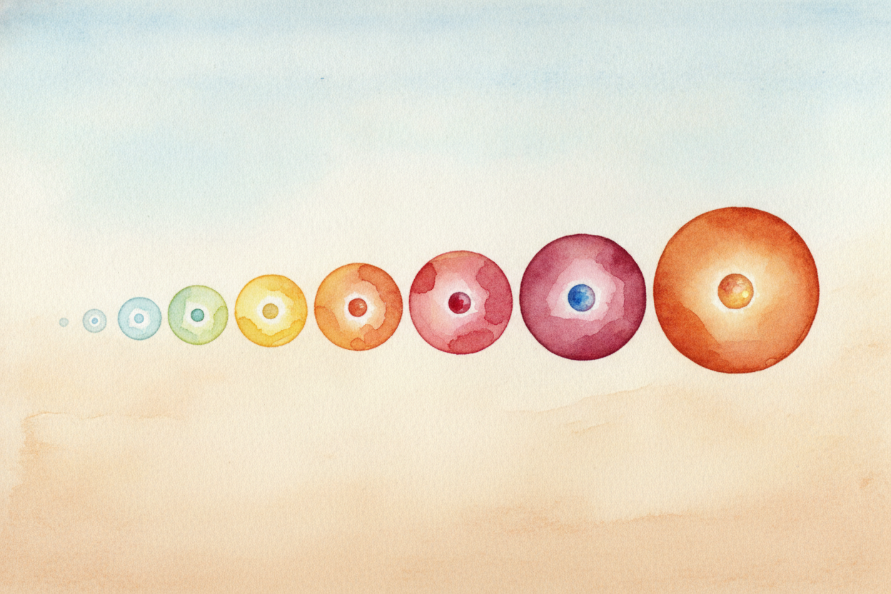 ~~Here's the clever part.~~ The elements aren't tossed in randomly. They're *lined up in order of how many protons* sit 