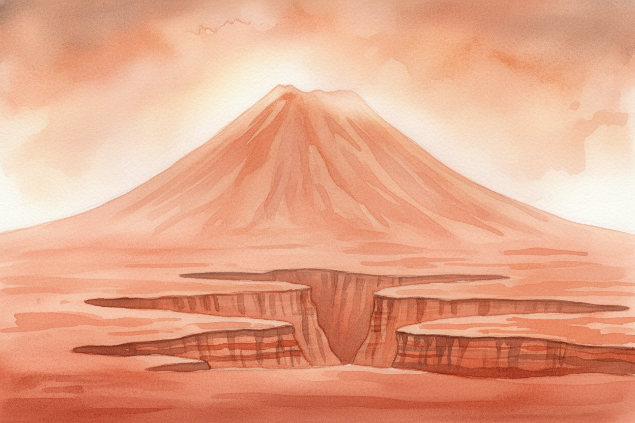 But Mars has show-off scenery. It hosts ++Olympus Mons++, the tallest volcano in the whole solar system — about **three 