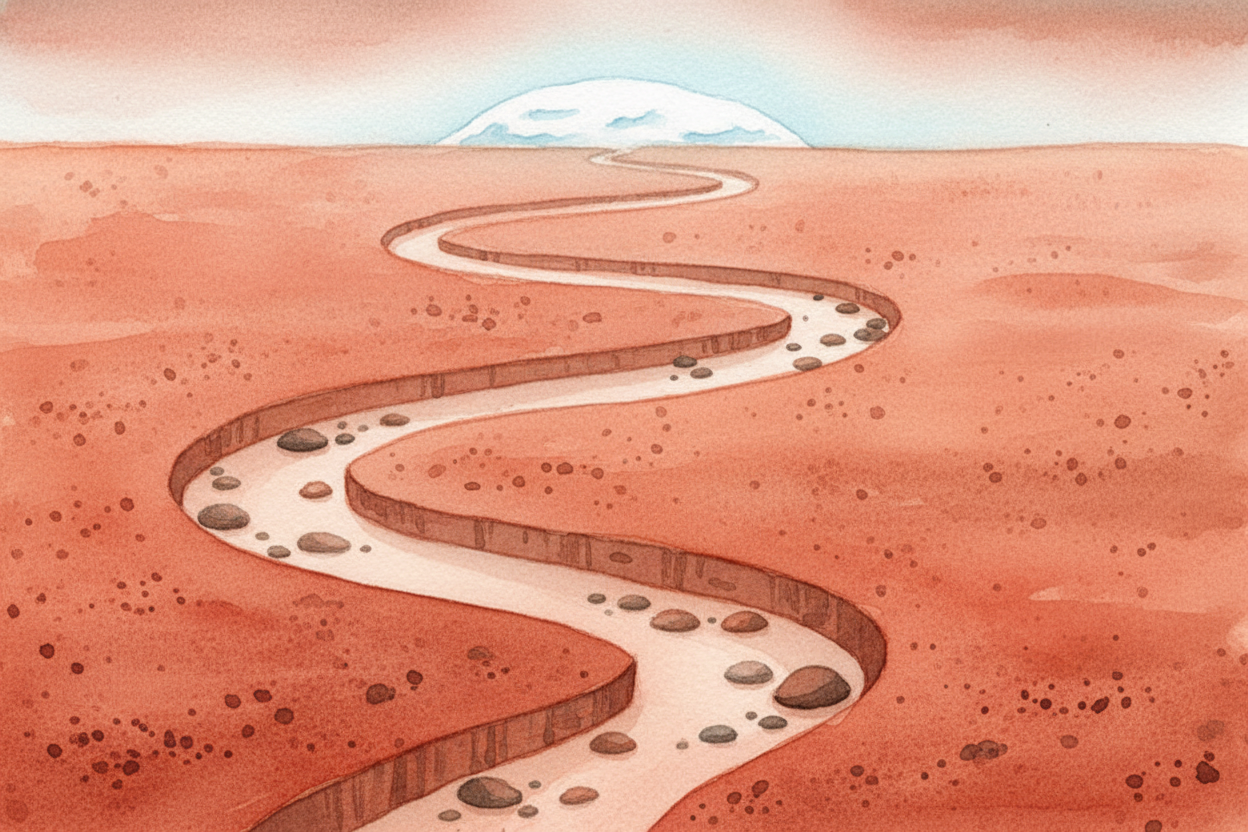 ~~Here's the surprising part:~~ Mars long ago may have **looked a lot more like home**. Dried-up riverbeds, lakebeds, an
