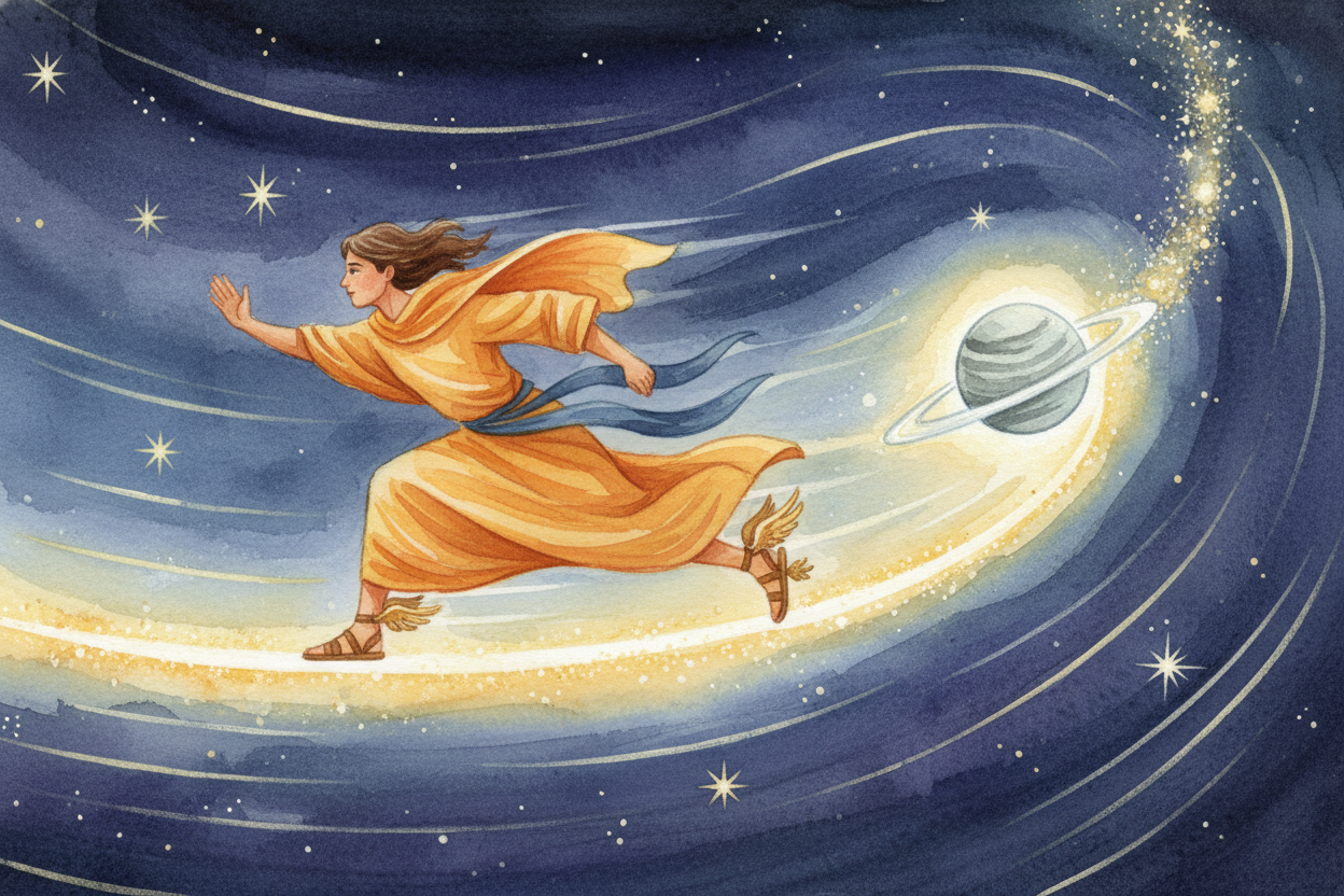 Why "++Mercury++"? The ancient Romans named it after their speedy messenger god, the one with **little wings on his sand