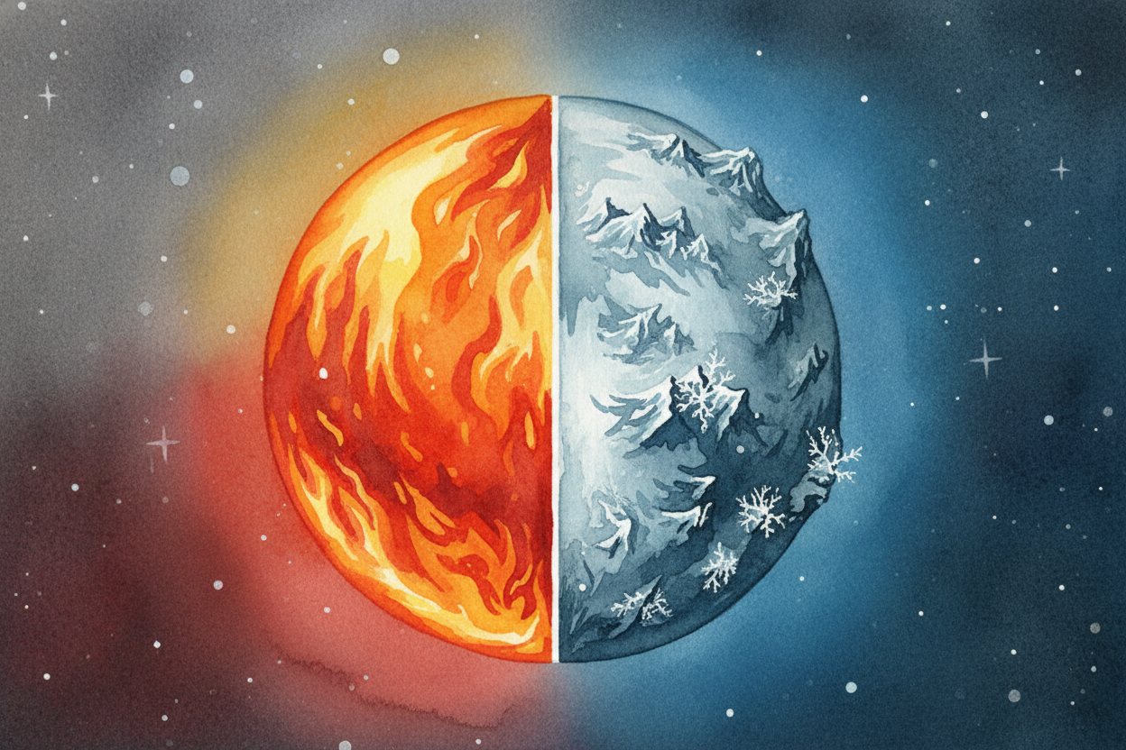 ~~Here's the wild part.~~ You'd think the planet nearest the Sun would be a roasting oven — and in the sunshine, it is, 