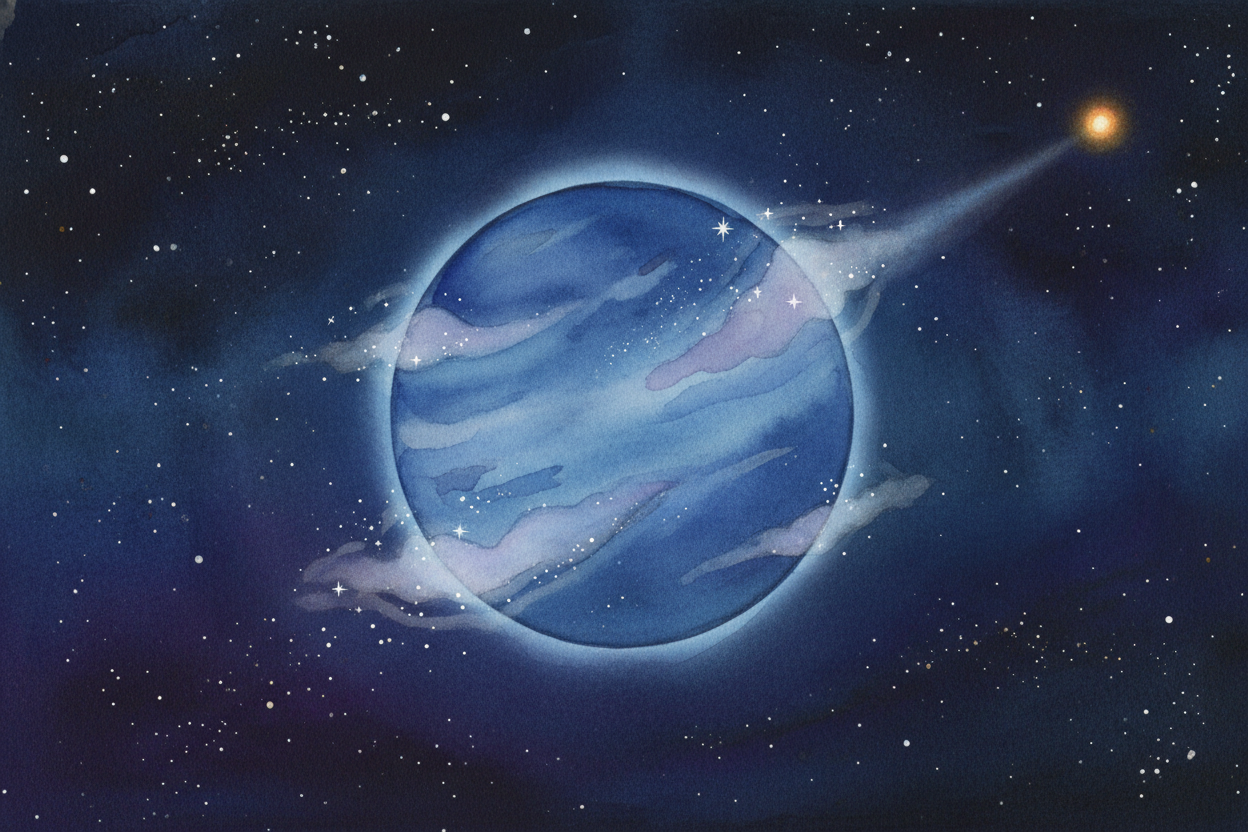 Far, far out at the cold edge of our solar system, where the Sun is just a bright pinprick, spins a deep blue world name
