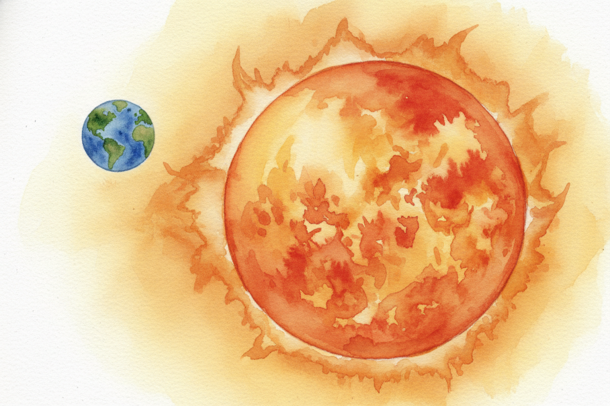 The star at the middle is, of course, the ++Sun++. It is not a special exotic thing — it's a **giant ball of glowing gas