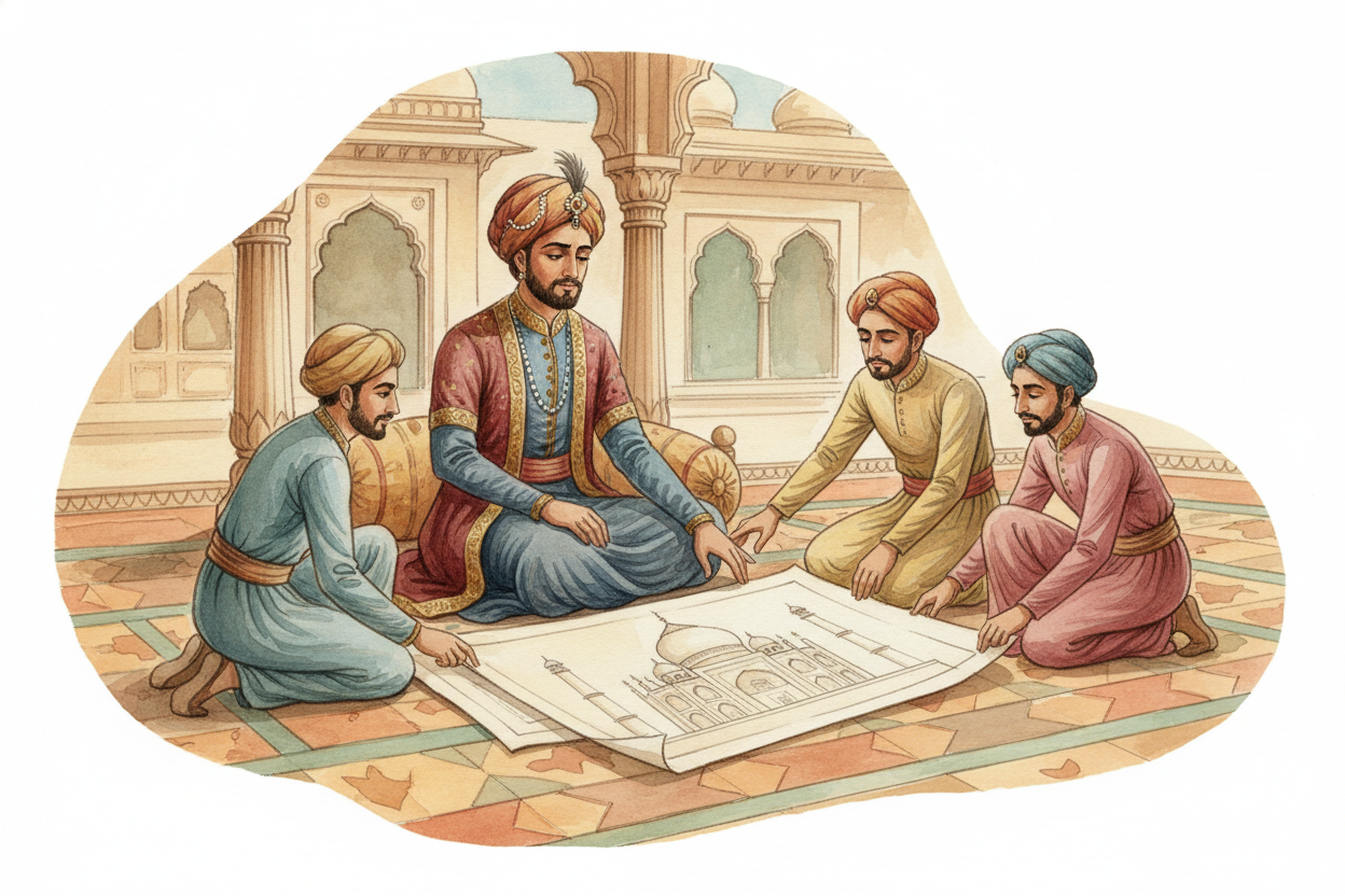 In 1631, an emperor named ++Shah Jahan++ ruled a huge empire in India. He had palaces, armies, and mountains of jewels. 