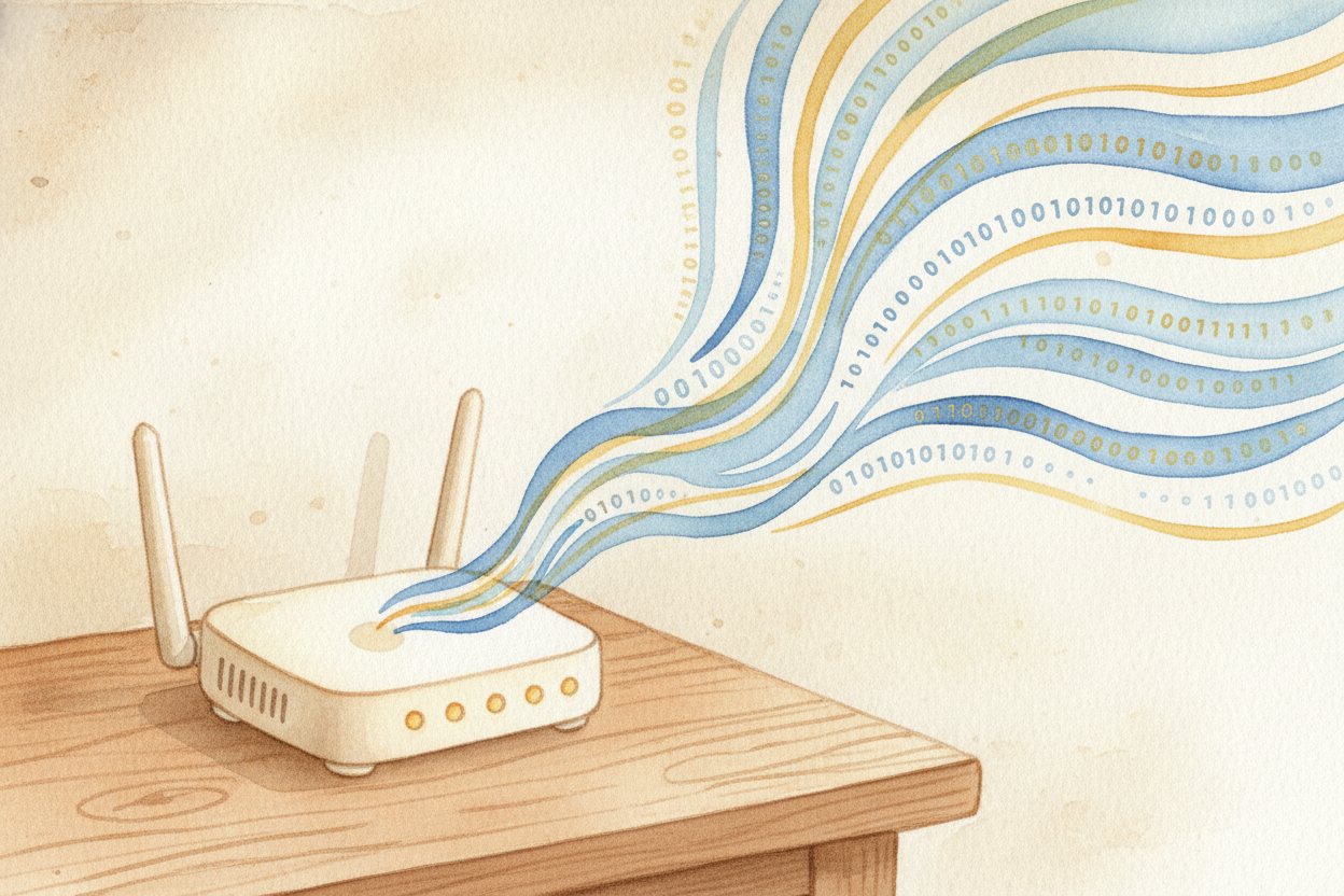 It starts with your router, that blinking box near the wall. Inside, a tiny radio transmitter is shouting in a language 