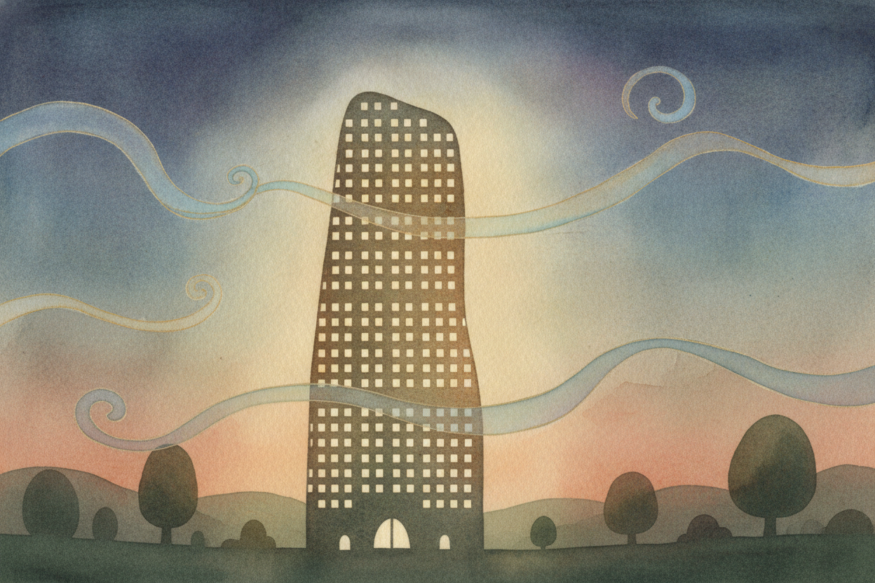 ~~So next time~~ the wind howls past a tower, don't worry that it's leaning. Lean in and listen instead. That building i