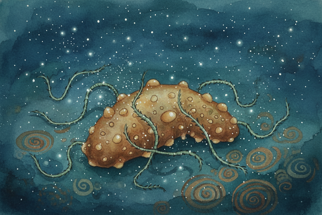 Food is scarce. No plants grow without sunlight, so most deep-sea animals survive on "++marine snow++" — a *constant gen
