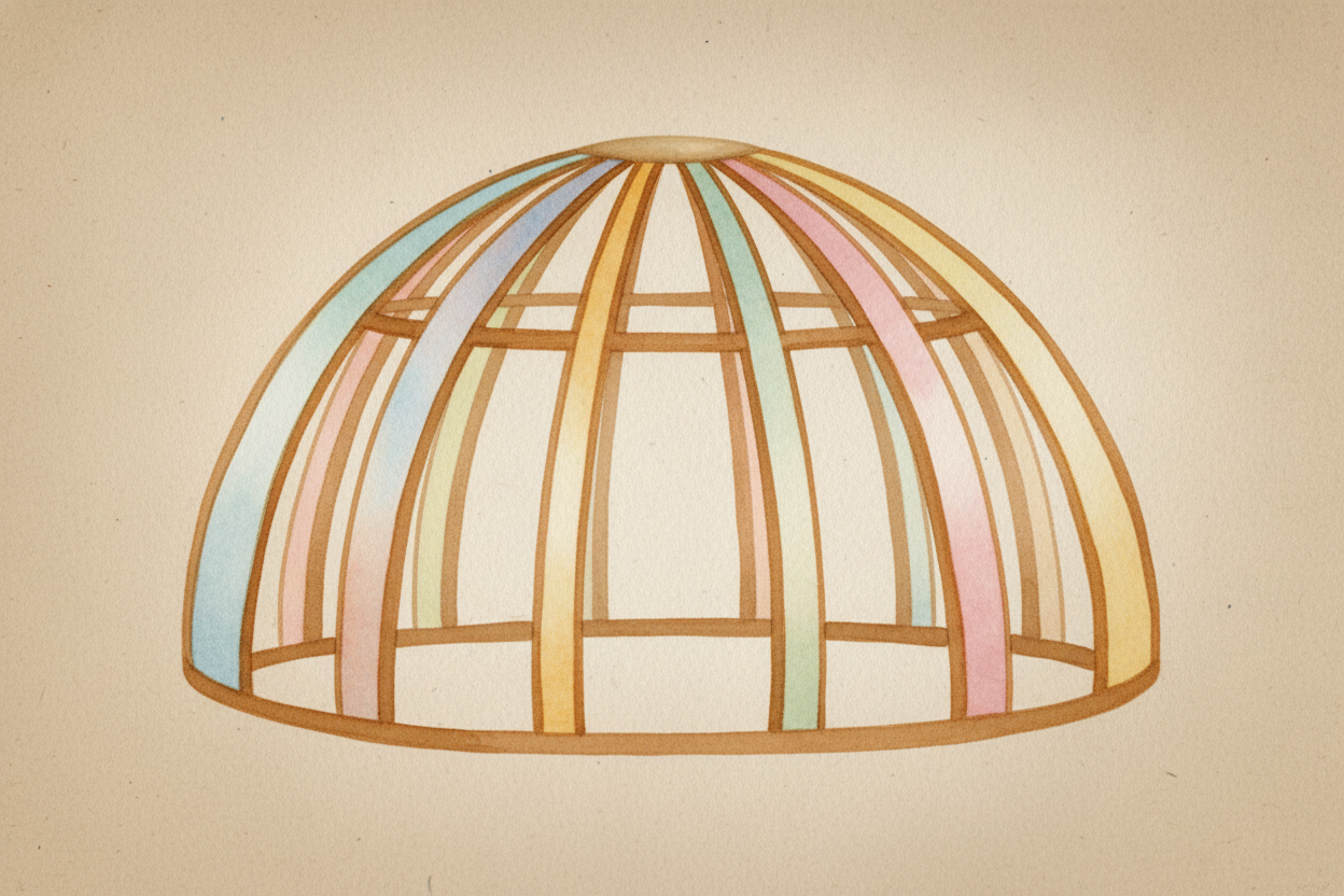 ~~Now spin that arch in a full circle.~~ You get a dome. **A dome is an arch going in every direction at once** — north,