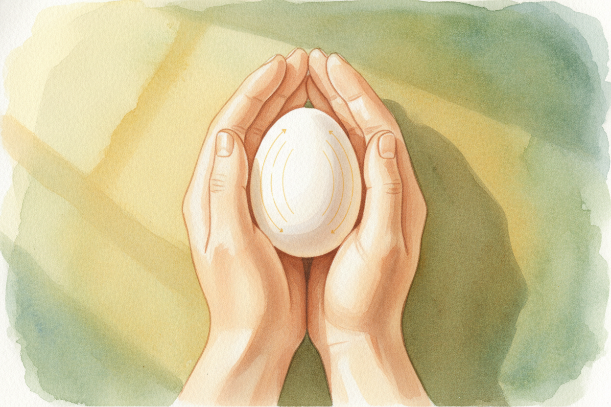 ~~Think of it like this.~~ Imagine you're holding a raw egg lengthwise between your palms and **pressing as hard as you 