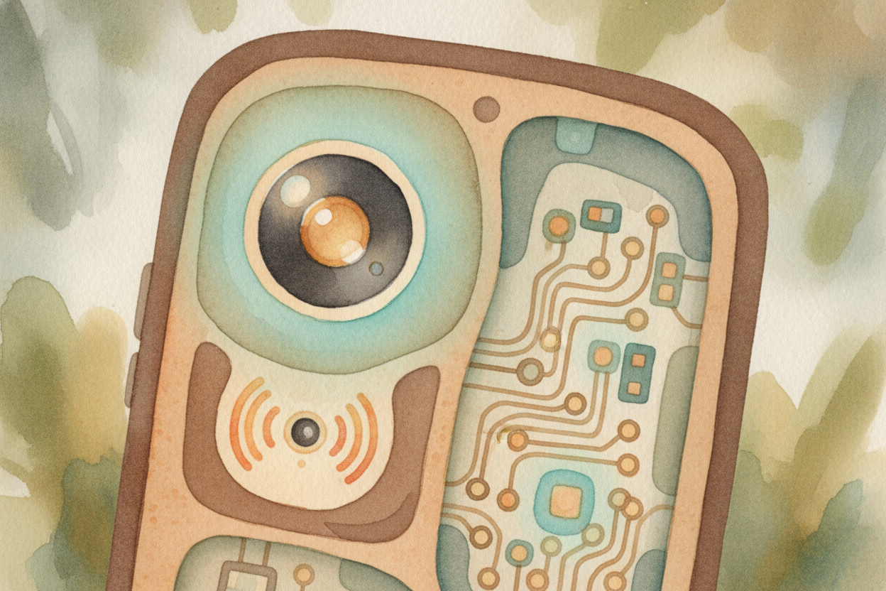 ~~But a brain needs senses.~~ Your phone has a camera that *captures light*, a microphone that *captures sound*, a ++GPS