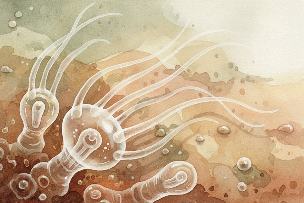 ~~But here's the secret:~~ those polyps are see-through. Seriously. The coral animal itself is basically colorless, **li