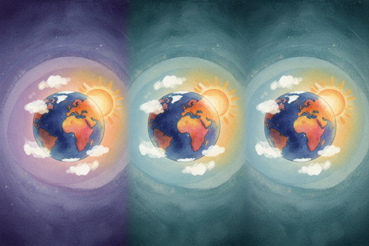 Earth also spins at **just the right speed**. One full rotation takes *24 hours* — long enough for each side to warm up 