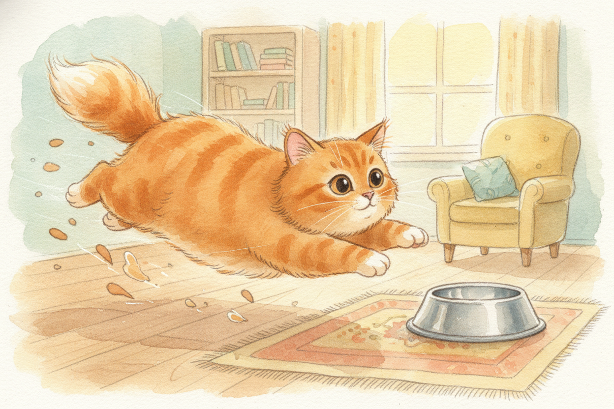 ~~And that lazy cat from the beginning?~~ Still napping. It will keep on napping, **perfectly motionless**, until **exac